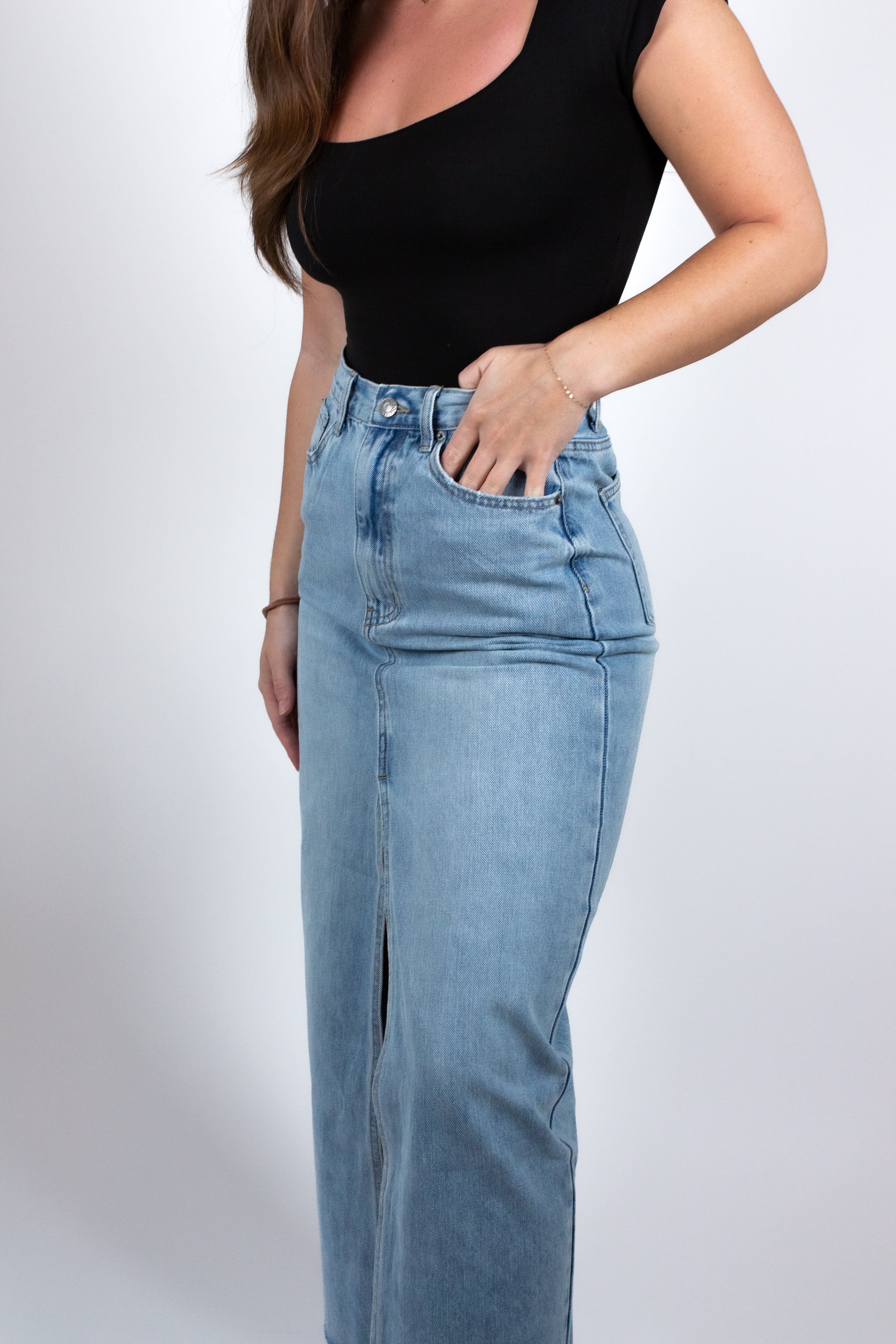 The '90s Denim Maxi Skirt