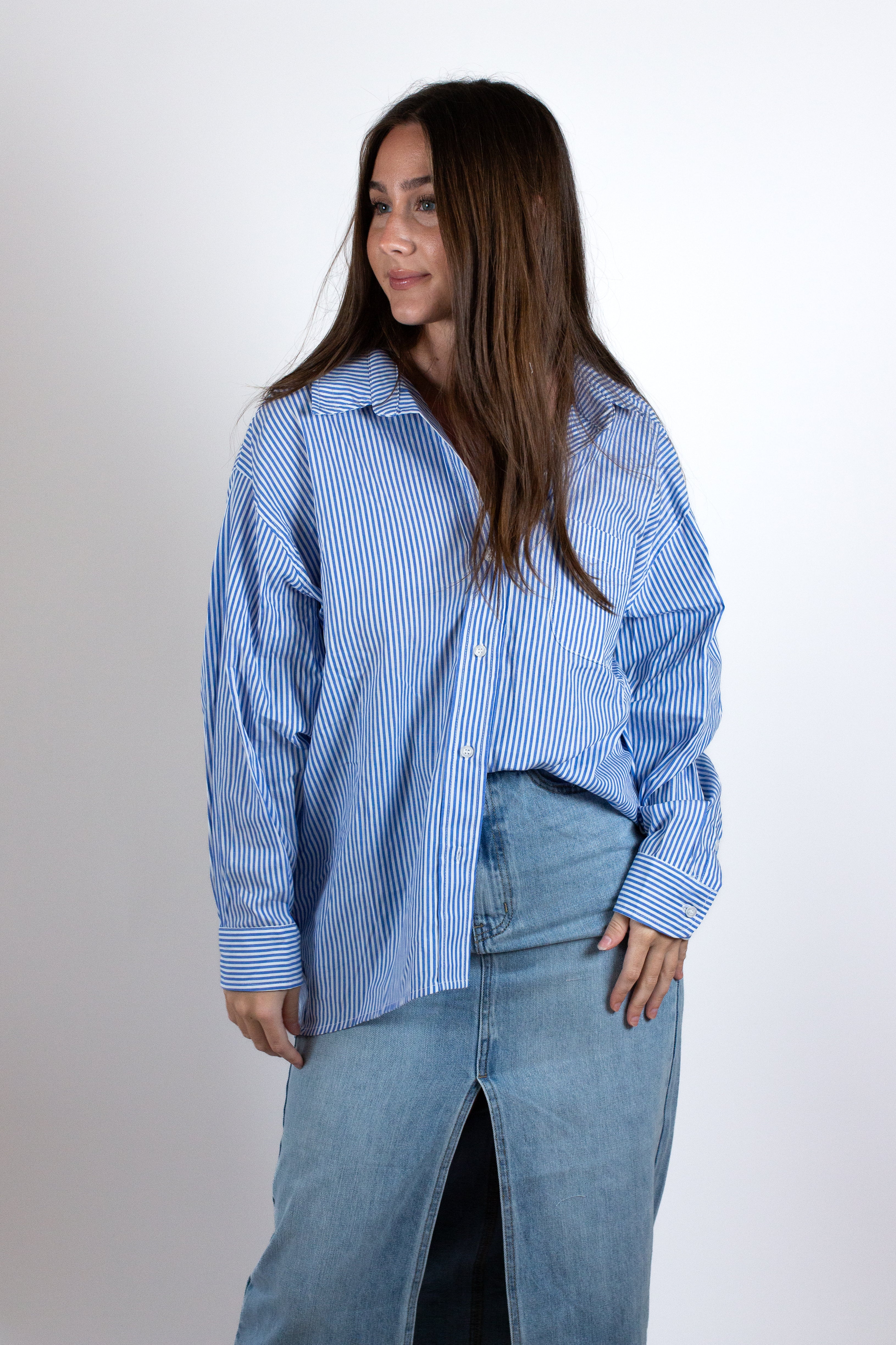 The Oversized Striped Button Down