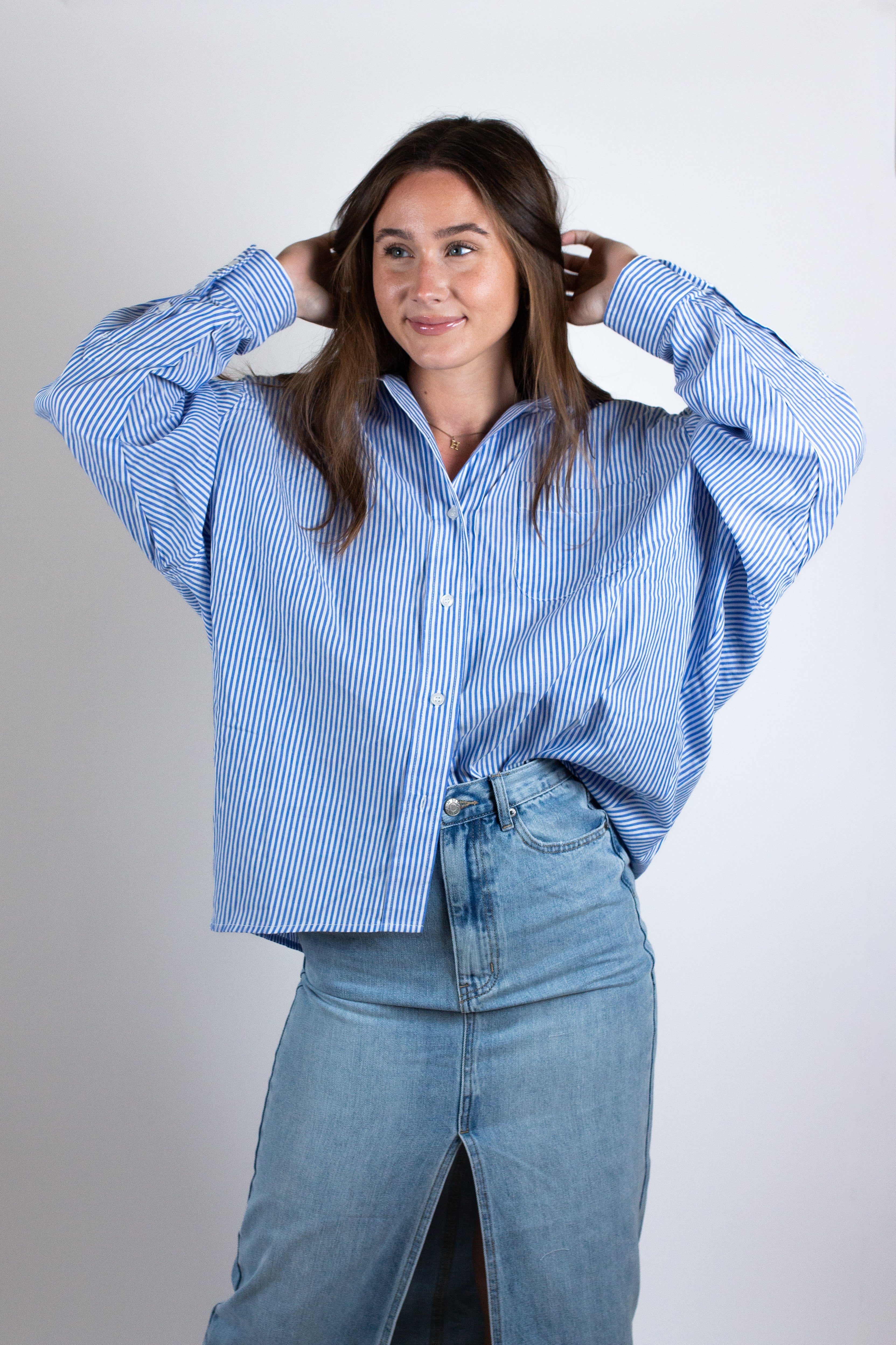 The Oversized Striped Button Down