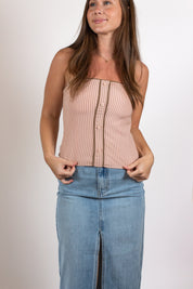 The Striped Button Tube Top