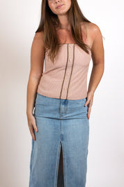 The Striped Button Tube Top